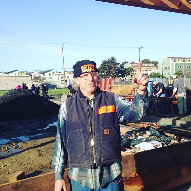 Dov Osheroff, one of the workday leaders and co-designer of the Community Garden planter box design
