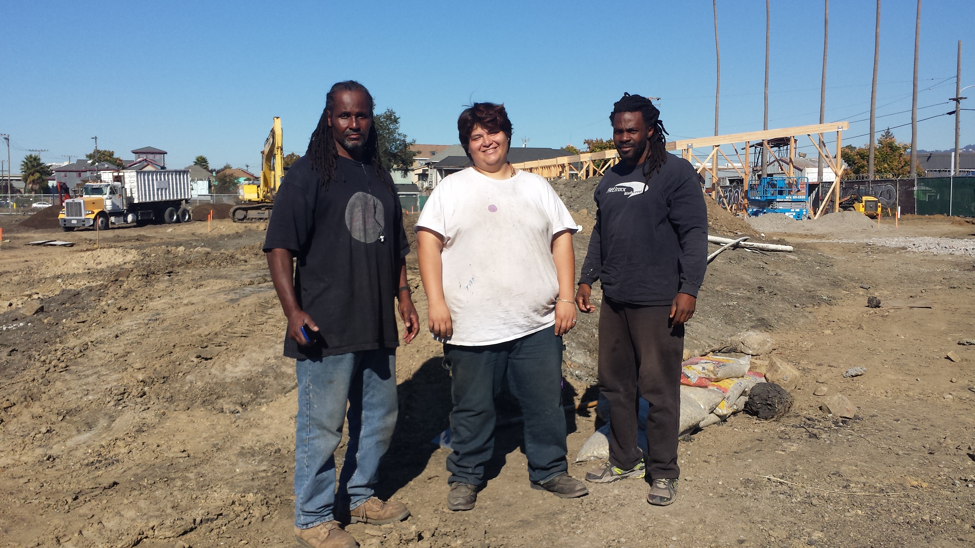 Darryl Aikens, Salvador Mateo, and Dana Mitchell at the West Oakland Urban Farm and Park