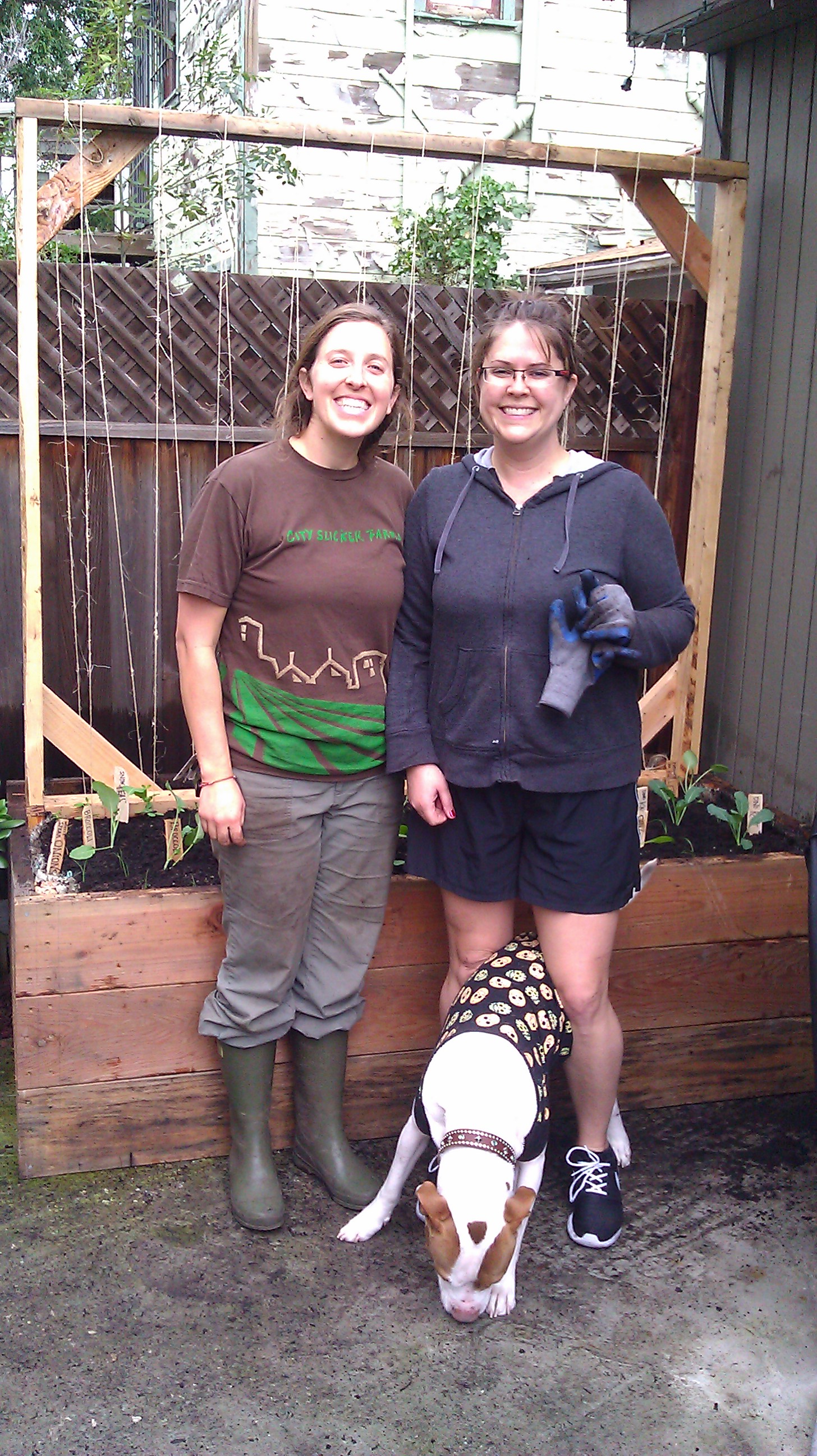 Alison and Amy Mills in front of her new garden box