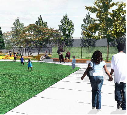 Architect's rendering of the park gathering space