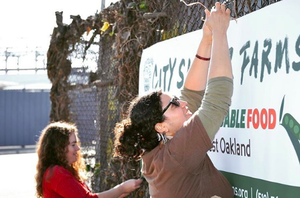 Hanging a sign at City Slicker Farms